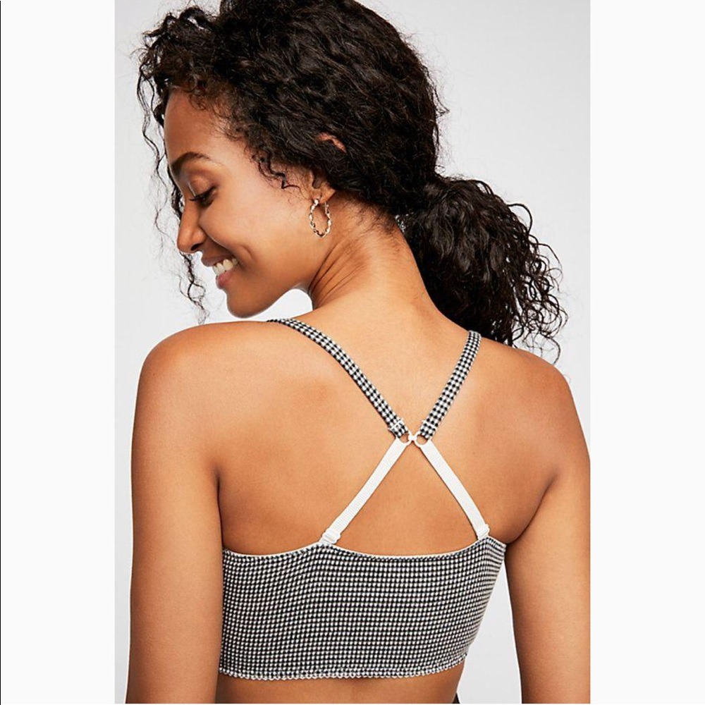 FREE PEOPLE Delilah Gingham Soft Bra Bralette Top - Picture 2 of 8